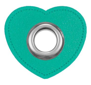Ösen-Patches Herzform Breite 39 mm ,Höhe 35 mm , Ø 10 mm,  Mint